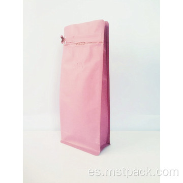 Bolsa de papel de fondo plano con cremallera en el bolsillo de la ventana